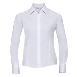 J924F White Ladies Long Sleeved Poplin Shirt